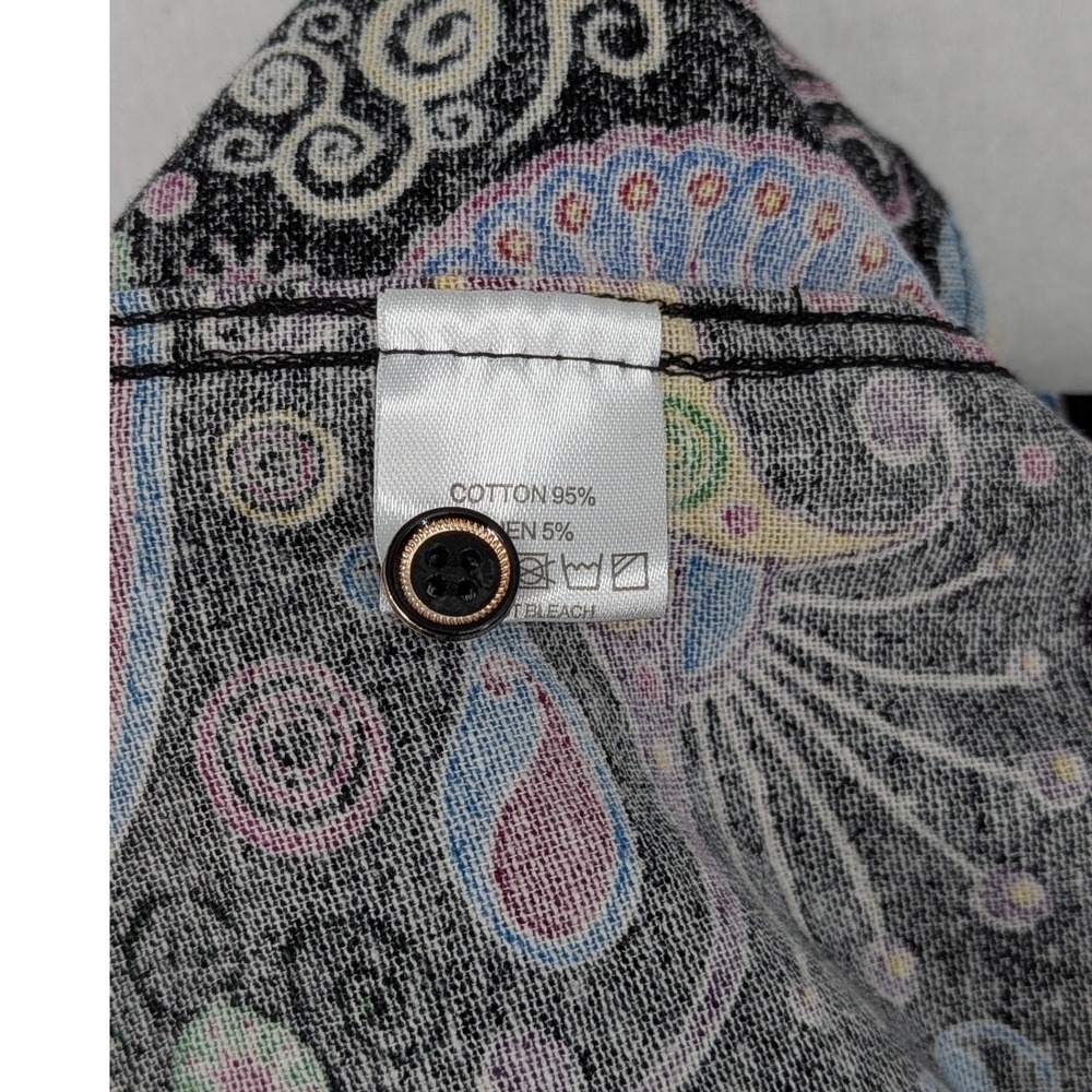 Vintage Psychedelic Paisley Button Down Shirt Mens L Black Mod Art Festival - Picture 9 of 10